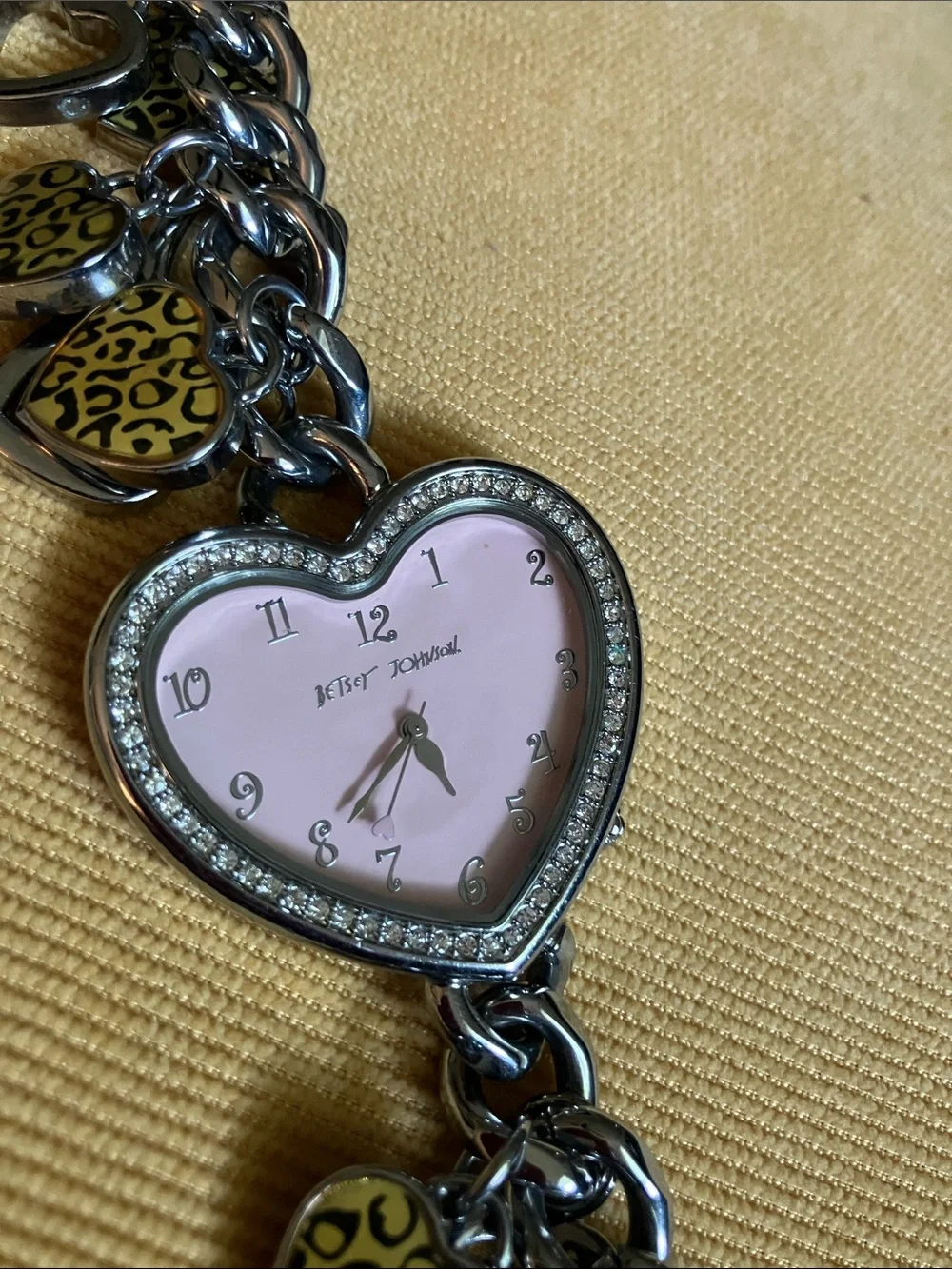 Betsy Johnson Cheetah Hearts Charm Watch